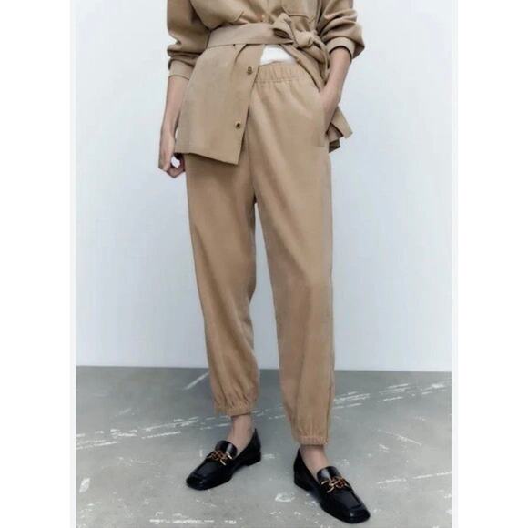 Zara Pants - Zara | High-Waist Jogger | Suede Feel Zipper Ankle | Size Medium